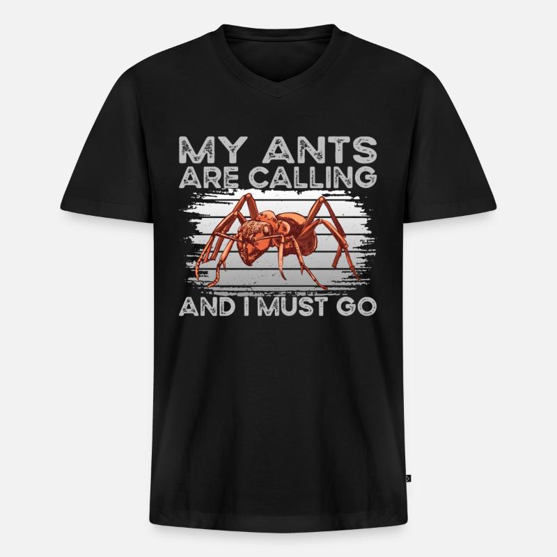 Ants Are Calling Ameisenhaltung - Männer Premium Bio T-Shirt mit V-Ausschnitt - Schwarz