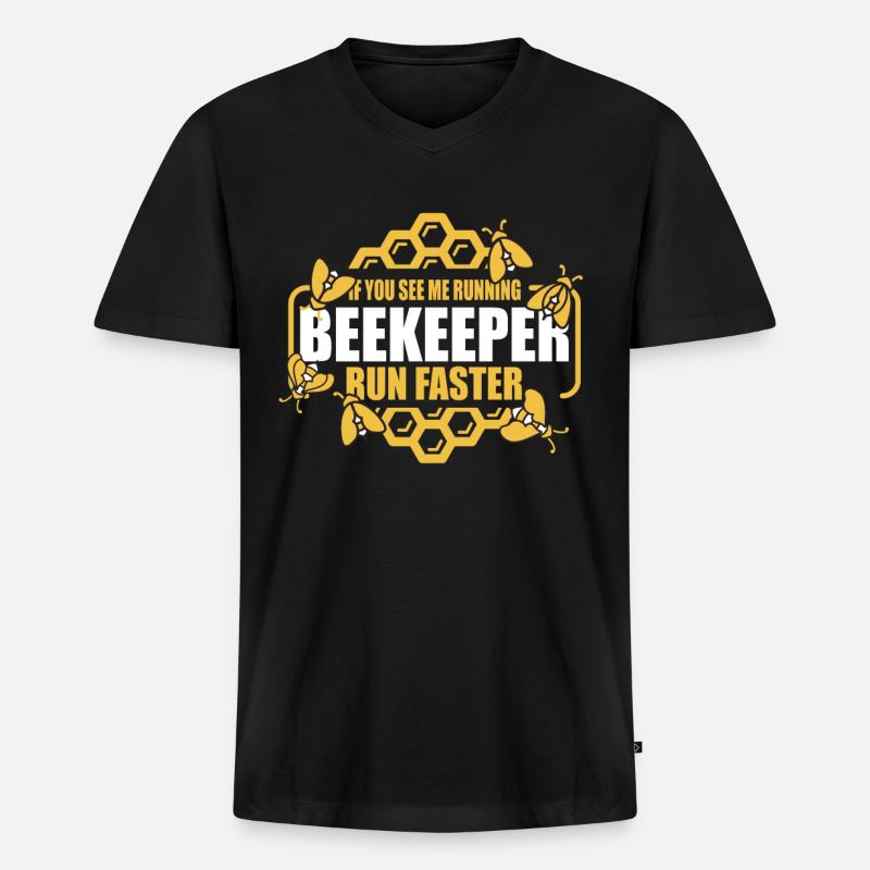 Beekeeper Imker - Männer Premium Bio T-Shirt mit V-Ausschnitt - Schwarz