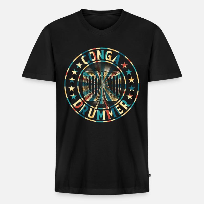 Conga Player Conga Drummer - Männer Premium Bio T-Shirt mit V-Ausschnitt - Schwarz