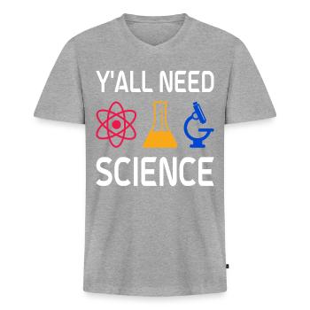 Wissenschatler Physiker Chemiker Lehrer - Männer Premium Bio T-Shirt mit V-Ausschnitt - Grau meliert - Vorne
