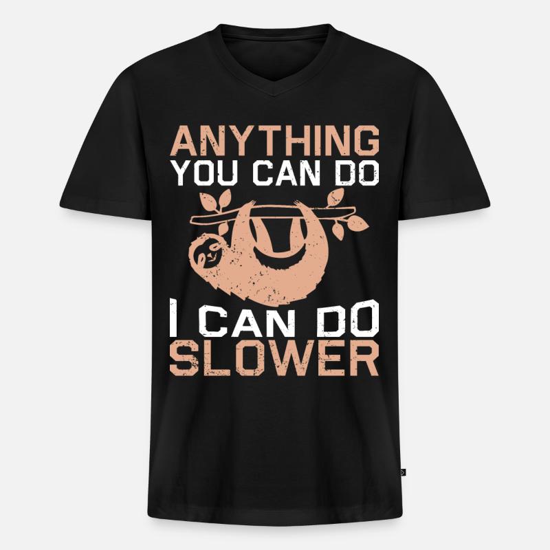 Faultier Schlaf Spruch - Männer Premium Bio T-Shirt mit V-Ausschnitt - Schwarz