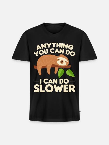 Sloth Sleep Saying - Men's Premium Organic T-shirt with V-neck - black