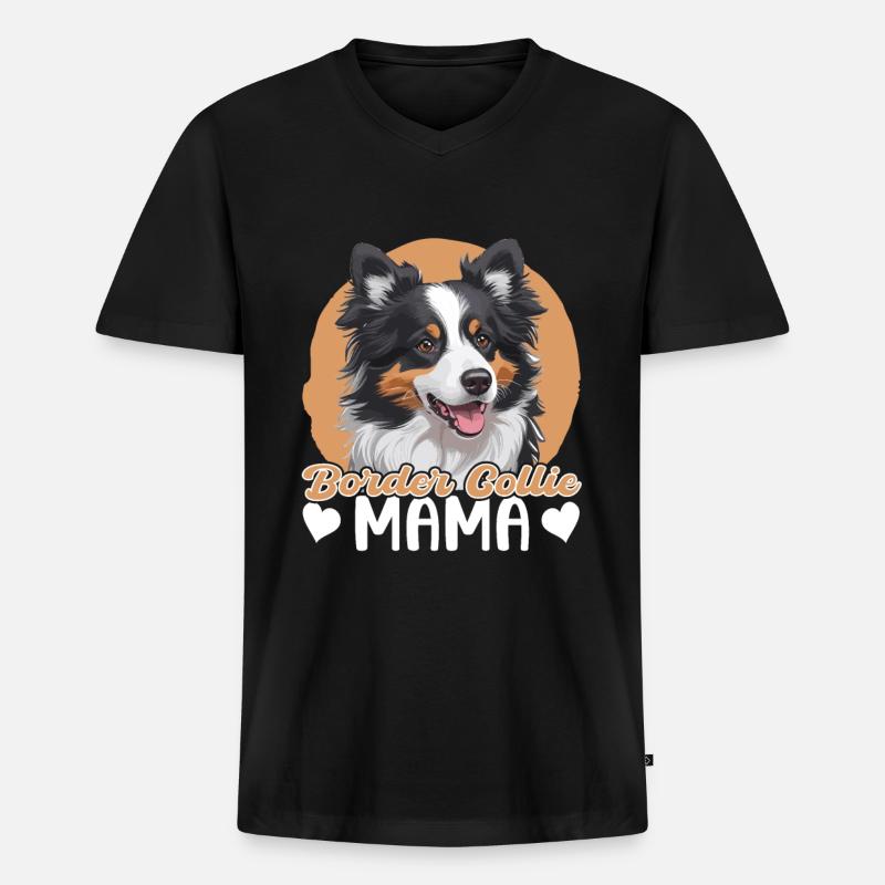 Border Collie Mama - Männer Premium Bio T-Shirt mit V-Ausschnitt - Schwarz