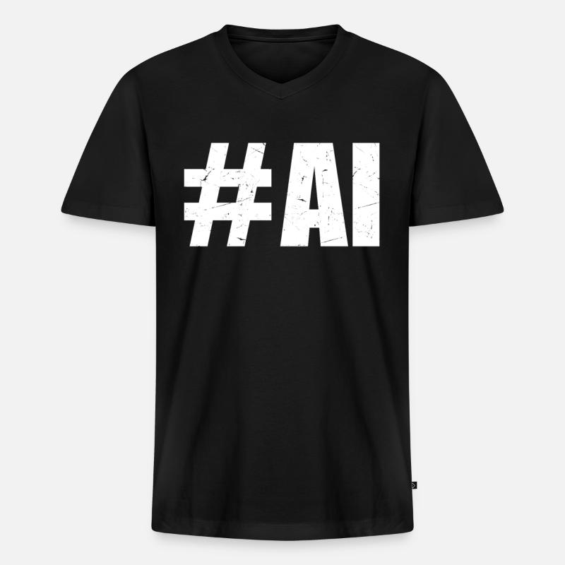 #AI - AI Artificial Intelligence - Männer Premium Bio T-Shirt mit V-Ausschnitt - Schwarz