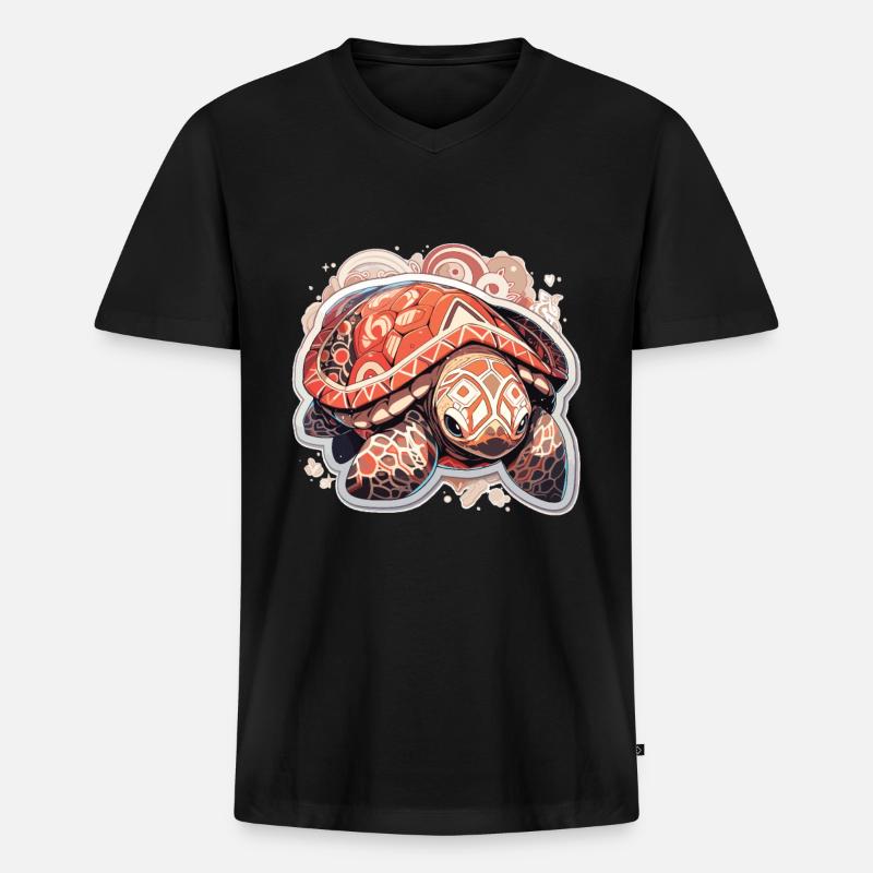 Schildkröte - Männer Premium Bio T-Shirt mit V-Ausschnitt - Schwarz