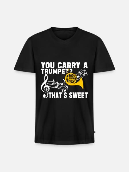 Horn Brass Instrument - Men's Premium Organic T-shirt with V-neck - black