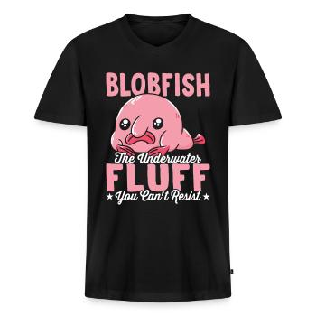 Blobfish owner underwater fluff - Men's Premium Organic T-shirt with V-neck - black - Front - Nico (187cm)