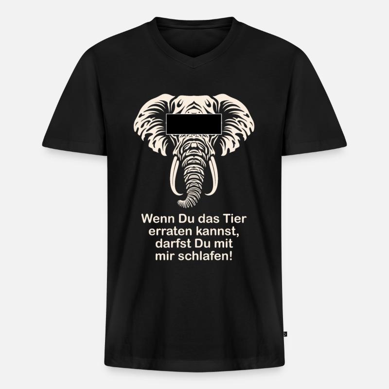 Elefant Lustiger Spruch Witzige Geschenkidee - Männer Premium Bio T-Shirt mit V-Ausschnitt - Schwarz