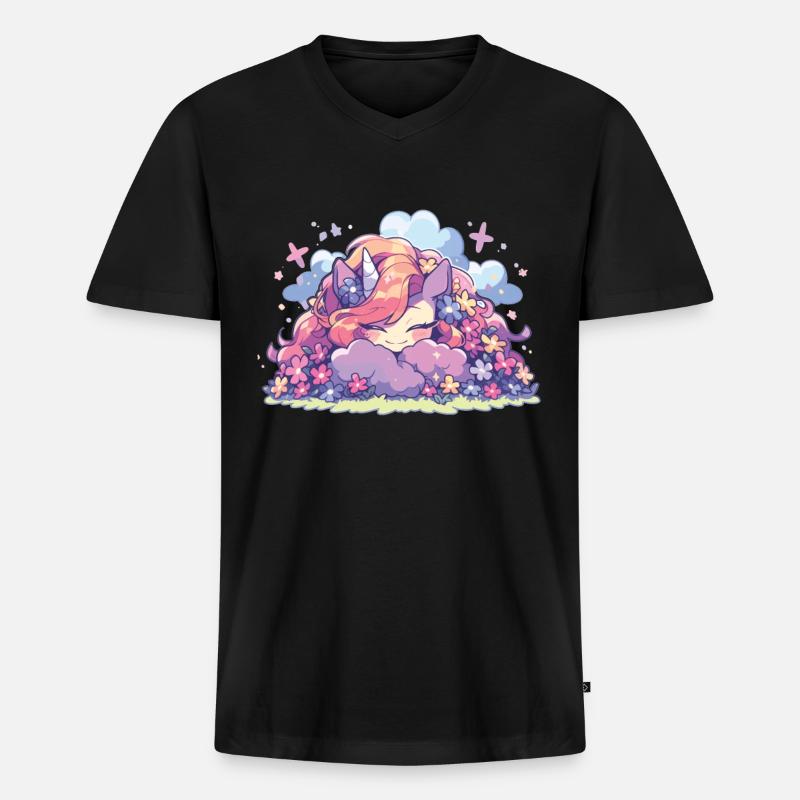 Einhörner Regenbogen Einhorn Regenbogen - Männer Premium Bio T-Shirt mit V-Ausschnitt - Schwarz