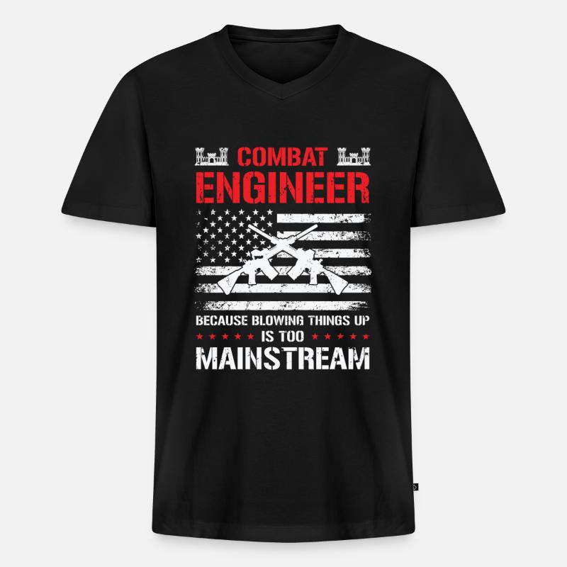 Combat Engineer Engineering Armee - Männer Premium Bio T-Shirt mit V-Ausschnitt - Schwarz