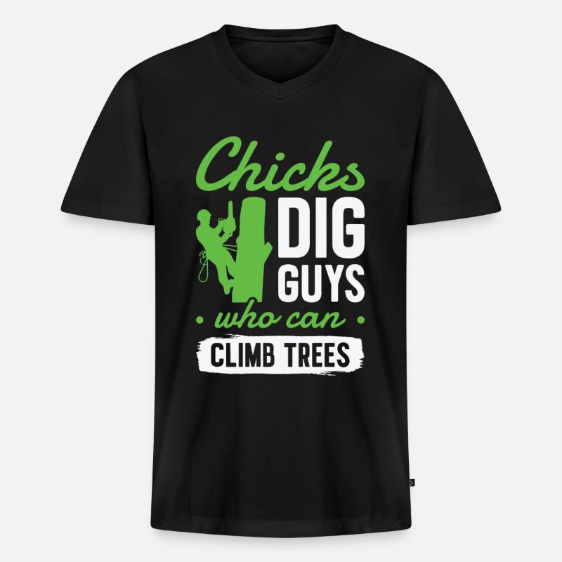 Baumpfleger Baumschneider Kettensäge Holzfäller - Männer Premium Bio T-Shirt mit V-Ausschnitt - Schwarz