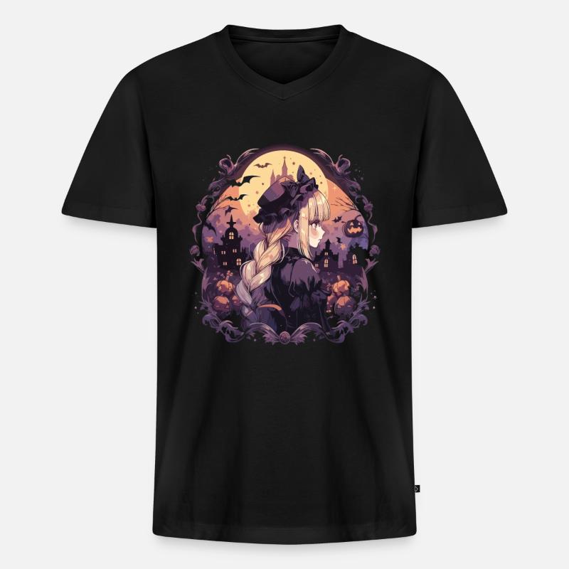 Hexe Helloween Hexen Outfit Hexen - Männer Premium Bio T-Shirt mit V-Ausschnitt - Schwarz