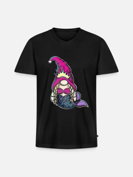 Mermaid Gnome Gnome - Men's Premium Organic T-shirt with V-neck - black