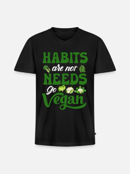 Véganisme végétalien - T-shirt encolure en V Premium bio Homme - noir