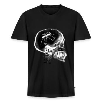 Bière humoristique apéro humour beauf - T-shirt encolure en V Premium bio Homme - noir - Devant - Nico (187cm)