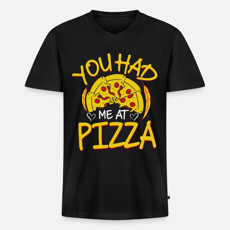 Pizza - Männer Premium Bio T-Shirt mit V-Ausschnitt - Schwarz