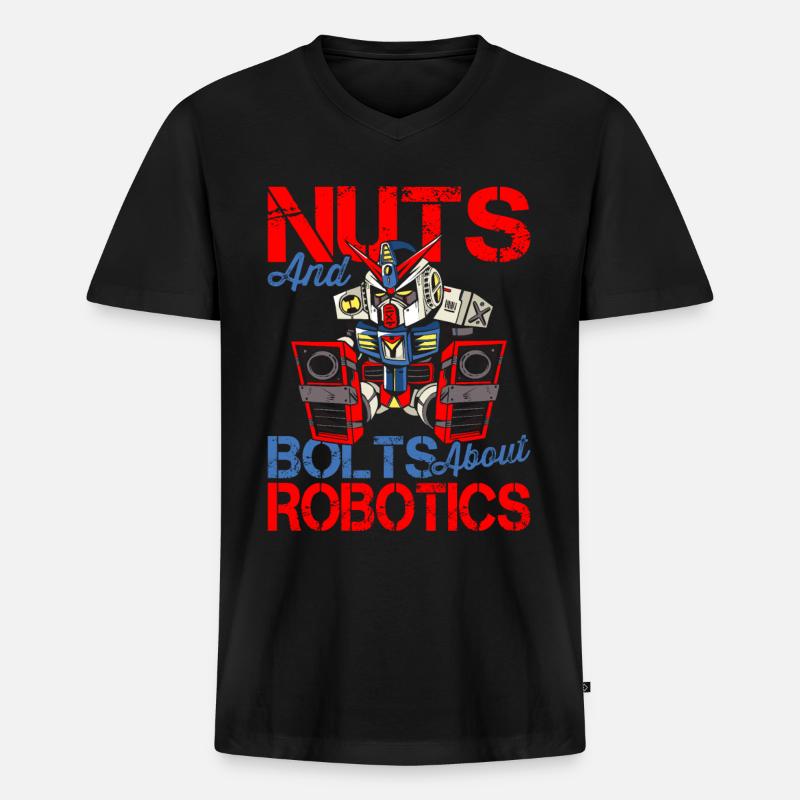 Robotik-liebhaber Muttern Schrauben - Männer Premium Bio T-Shirt mit V-Ausschnitt - Schwarz