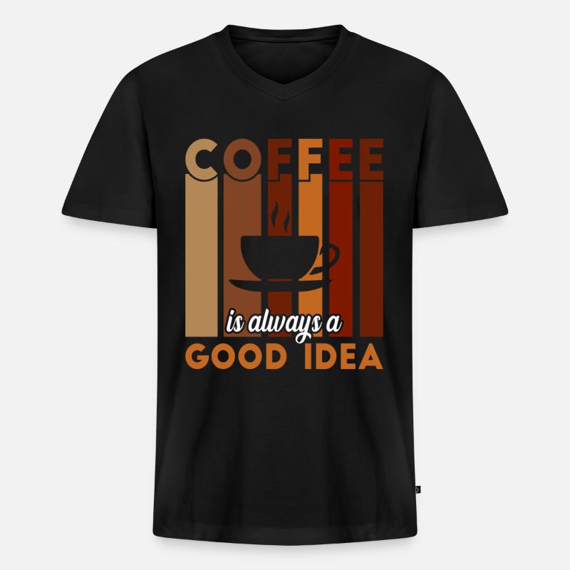 Kaffee - Männer Premium Bio T-Shirt mit V-Ausschnitt - Schwarz