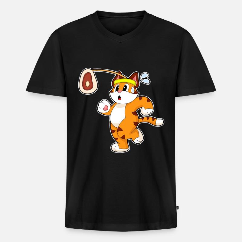 Tiger Fleisch - Männer Premium Bio T-Shirt mit V-Ausschnitt - Schwarz