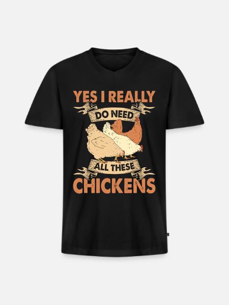 Poulets Élevage de poulets - T-shirt encolure en V Premium bio Homme - noir