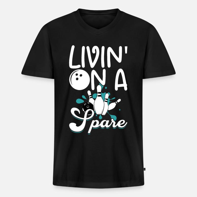 Bowling - Männer Premium Bio T-Shirt mit V-Ausschnitt - Schwarz