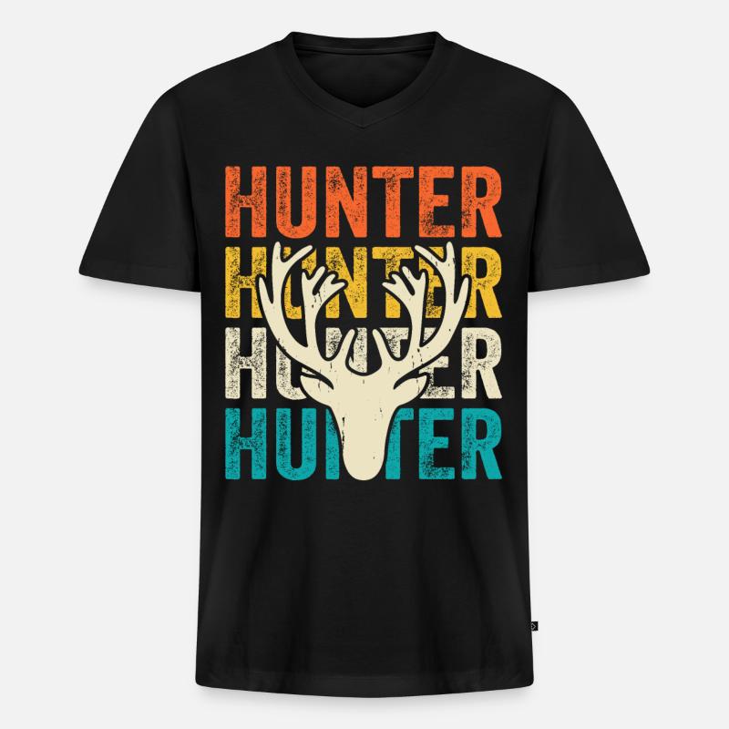 Jäger Jagen - Männer Premium Bio T-Shirt mit V-Ausschnitt - Schwarz