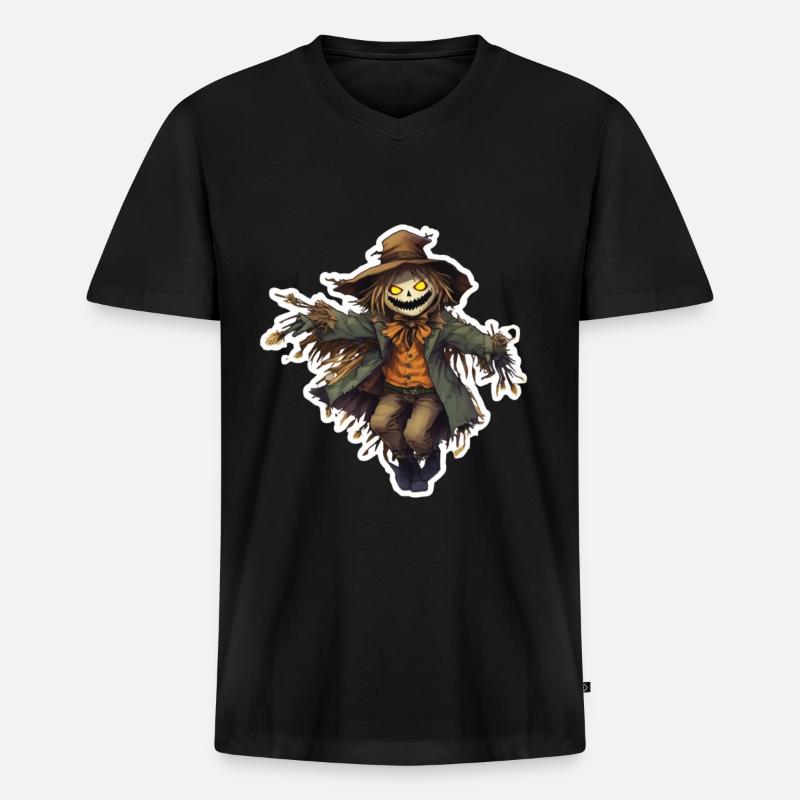 Vogelscheuche Hellowween Vogelscheuchen Kostüm - Männer Premium Bio T-Shirt mit V-Ausschnitt - Schwarz