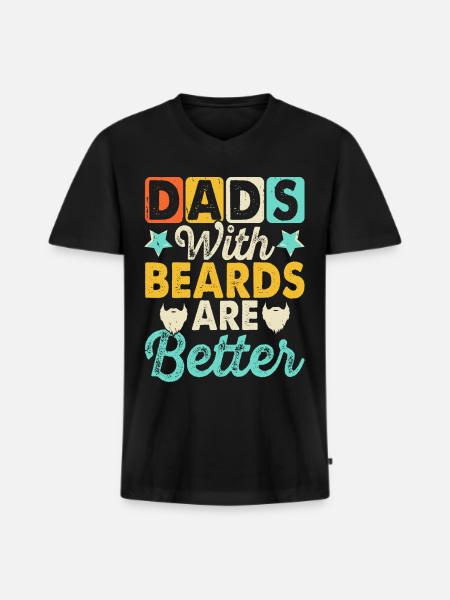 Daddy with a beard - Men's Premium Organic T-shirt with V-neck - black