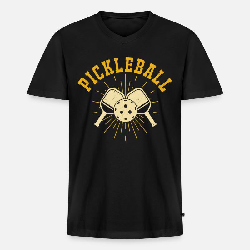 Pickleball - Männer Premium Bio T-Shirt mit V-Ausschnitt - Schwarz
