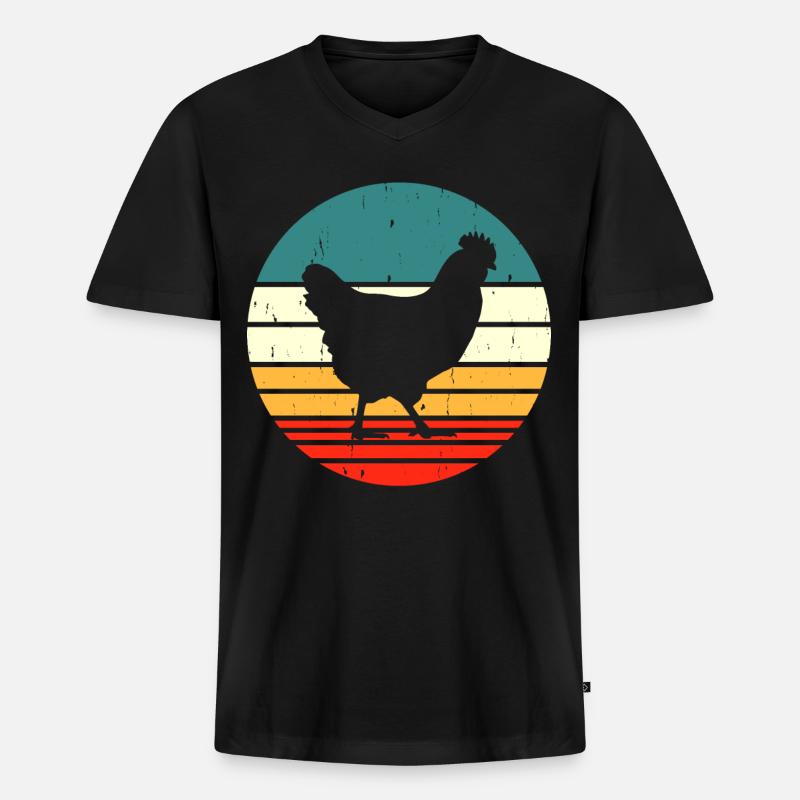 Hühner Huhn - Männer Premium Bio T-Shirt mit V-Ausschnitt - Schwarz