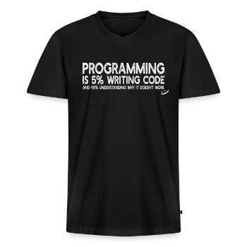 Programming is 5% writing code - Funny Programming - Men's Premium Organic T-shirt with V-neck - black - Front - Nico (187cm)