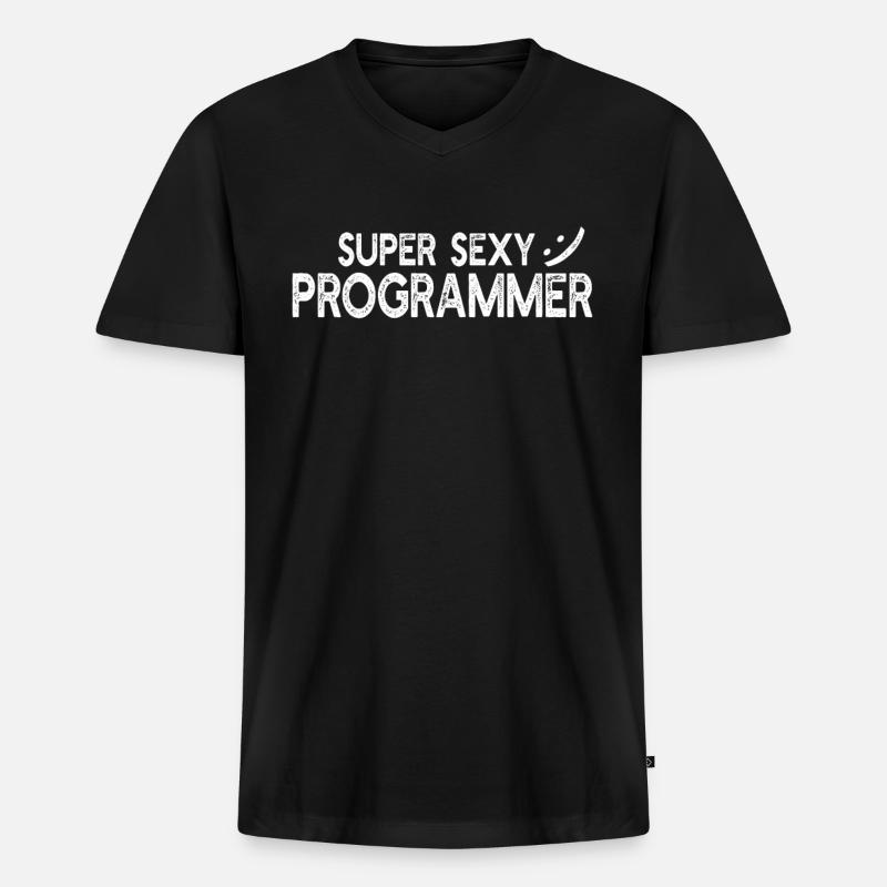 Computer Programming - Super sexy programmer - Männer Premium Bio T-Shirt mit V-Ausschnitt - Schwarz