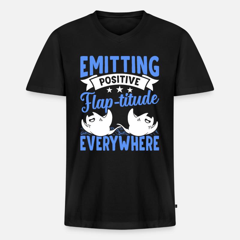 Mantarochen Positive Flap-titude Mantarochen - Männer Premium Bio T-Shirt mit V-Ausschnitt - Schwarz