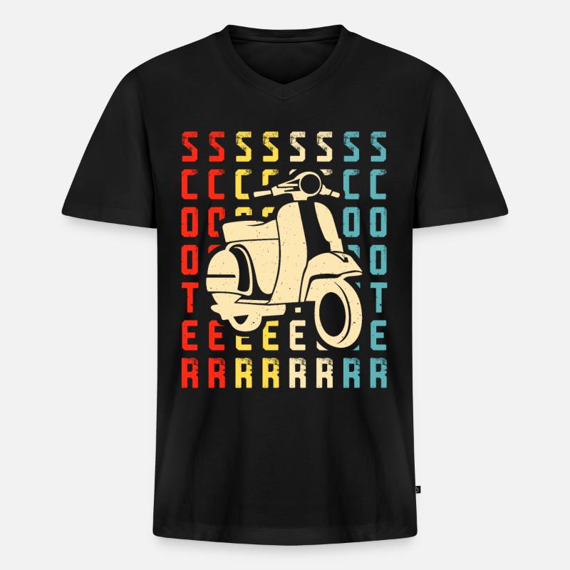 Roller Rollerfahrer Motorroller - Männer Premium Bio T-Shirt mit V-Ausschnitt - Schwarz