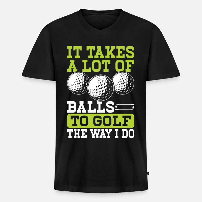 Golf Golfer - Männer Premium Bio T-Shirt mit V-Ausschnitt - Schwarz