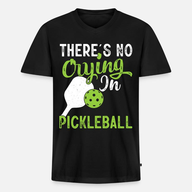 Pickleball - Männer Premium Bio T-Shirt mit V-Ausschnitt - Schwarz