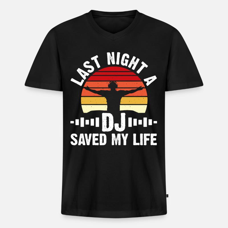 Dj - Männer Premium Bio T-Shirt mit V-Ausschnitt - Schwarz