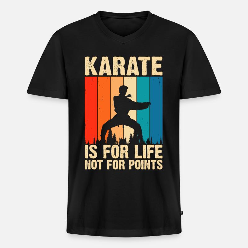 Karate - Männer Premium Bio T-Shirt mit V-Ausschnitt - Schwarz