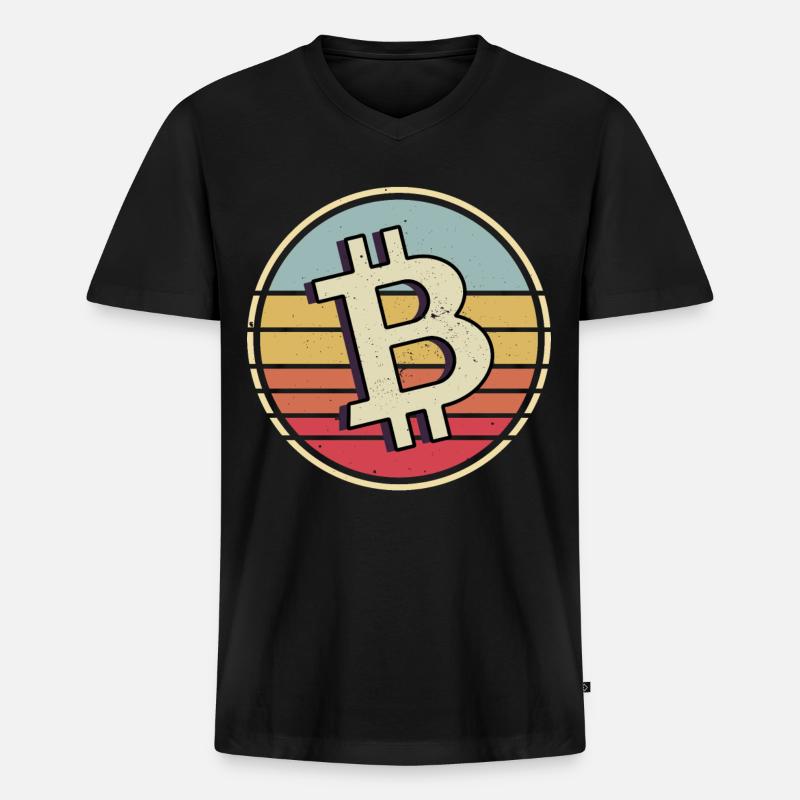 Bitcoin Krypto Kryptowährung - Männer Premium Bio T-Shirt mit V-Ausschnitt - Schwarz