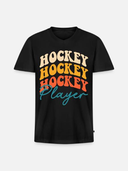 Hockey - Men's Premium Organic T-shirt with V-neck - black