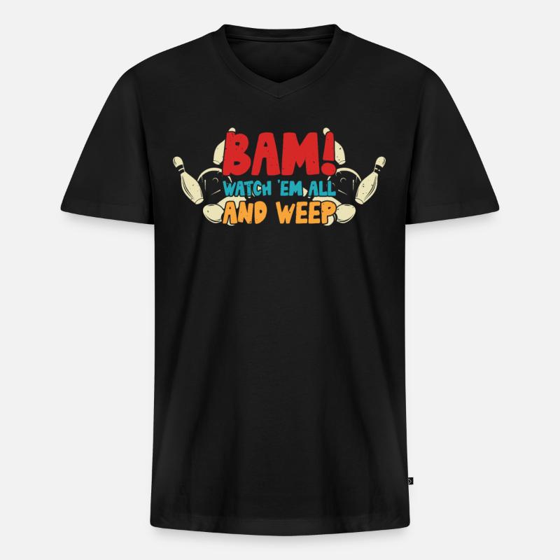 Bowling - Männer Premium Bio T-Shirt mit V-Ausschnitt - Schwarz
