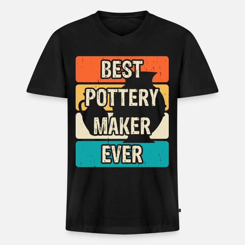 Töpfern Töpferei Töpfer - Männer Premium Bio T-Shirt mit V-Ausschnitt - Schwarz