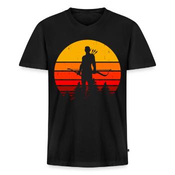 Bogenschütze Bogenschießen - Männer Premium Bio T-Shirt mit V-Ausschnitt - Schwarz - Vorne - Nico (187cm)