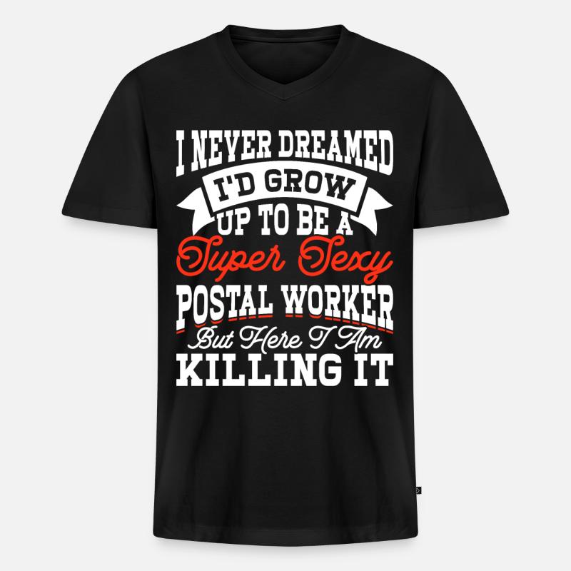 Briefträger Postbote - Männer Premium Bio T-Shirt mit V-Ausschnitt - Schwarz