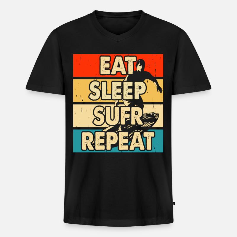 Surfen Surfer - Männer Premium Bio T-Shirt mit V-Ausschnitt - Schwarz