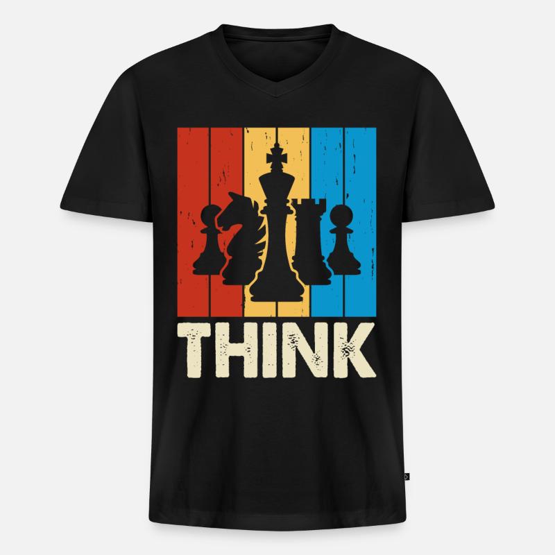 Schach - Männer Premium Bio T-Shirt mit V-Ausschnitt - Schwarz