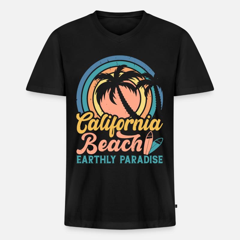 Surfen Surfer - Männer Premium Bio T-Shirt mit V-Ausschnitt - Schwarz