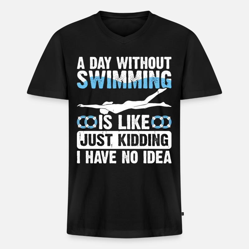 Schwimmen Schwimmer - Männer Premium Bio T-Shirt mit V-Ausschnitt - Schwarz