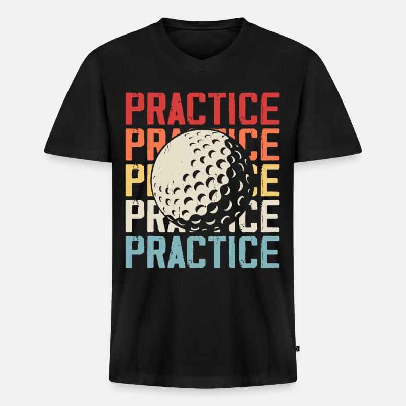 Golf Golfer - Männer Premium Bio T-Shirt mit V-Ausschnitt - Schwarz