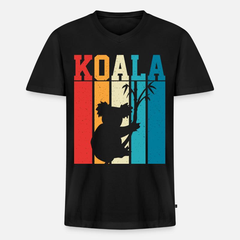 Koala - Männer Premium Bio T-Shirt mit V-Ausschnitt - Schwarz